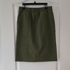 Uniqlo Olive Green Denim Jersey Skirt